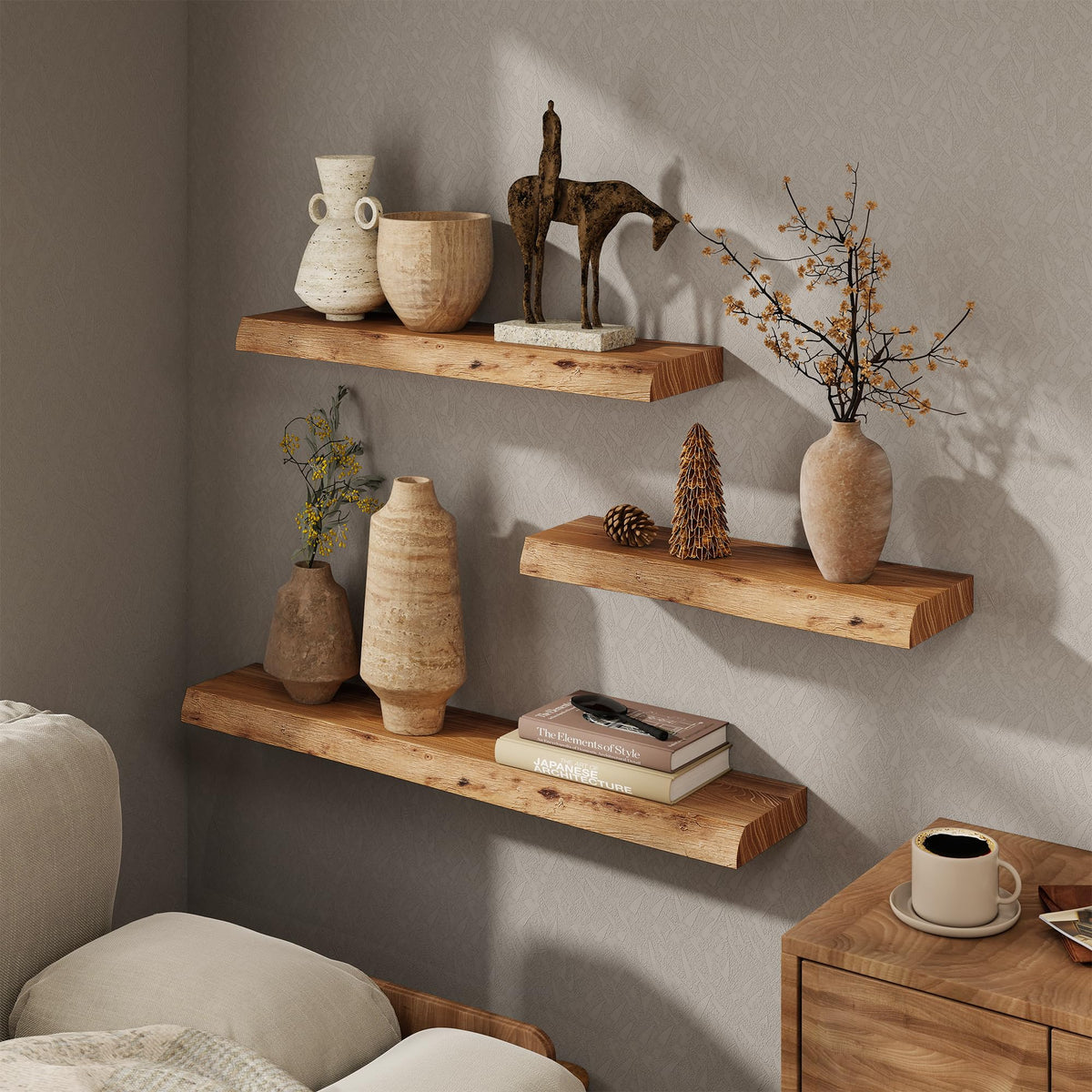 Marsmiles living room 24in elm shelf blends form and function