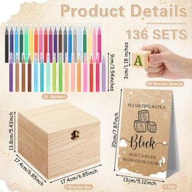 Marsui 36-color markers for bright, personalized messages on wooden blocks.