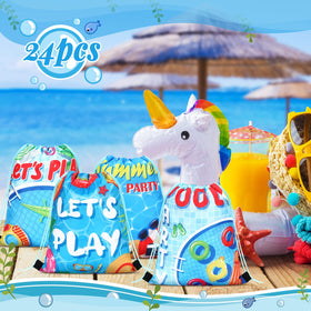 Marsui beach theme bags in lake blue with patterns.