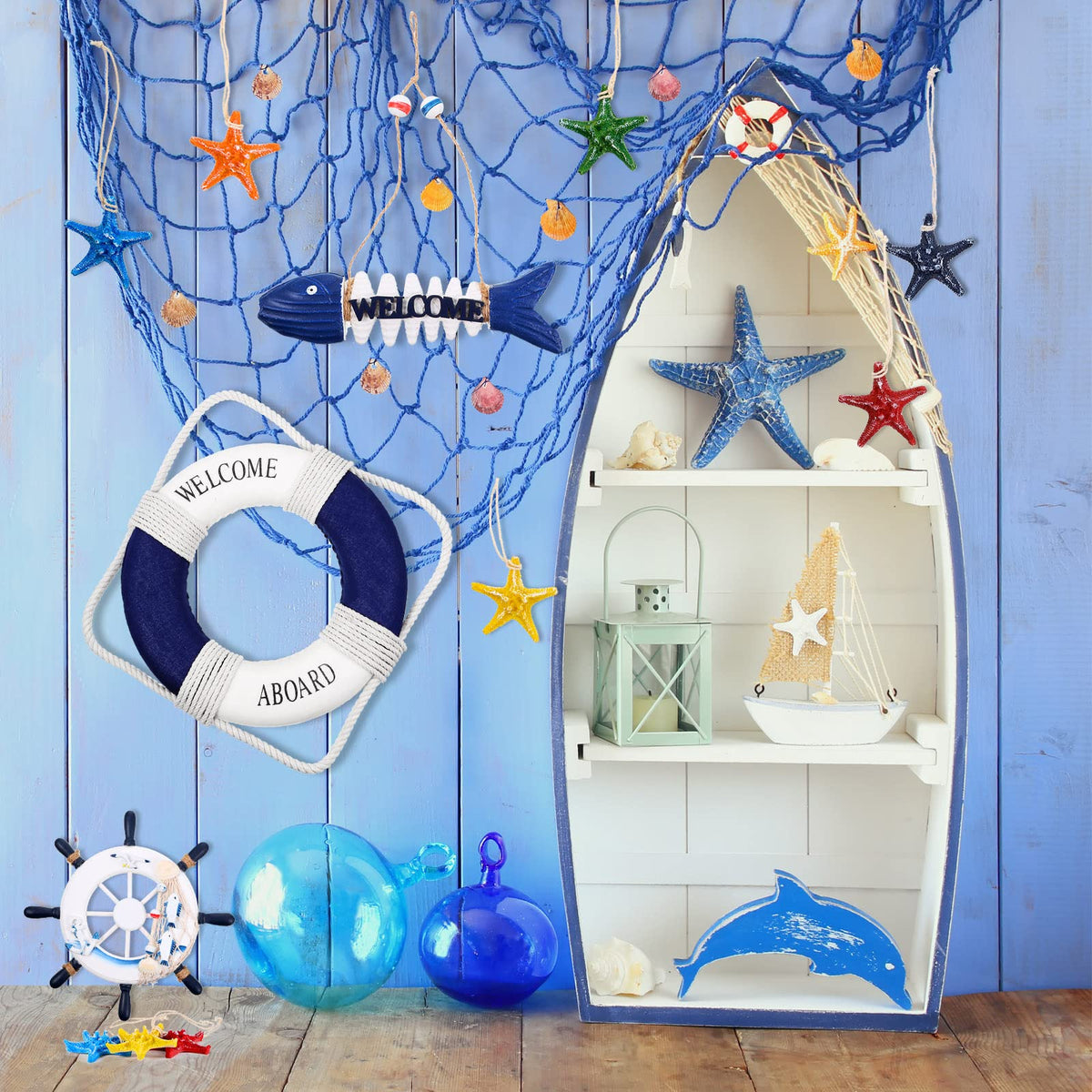 Marsui Colorful starfish ornaments brighten shelves or walls.