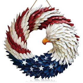 Marsui metal eagle wreath for front door adds patriotic charm and weather resistance.