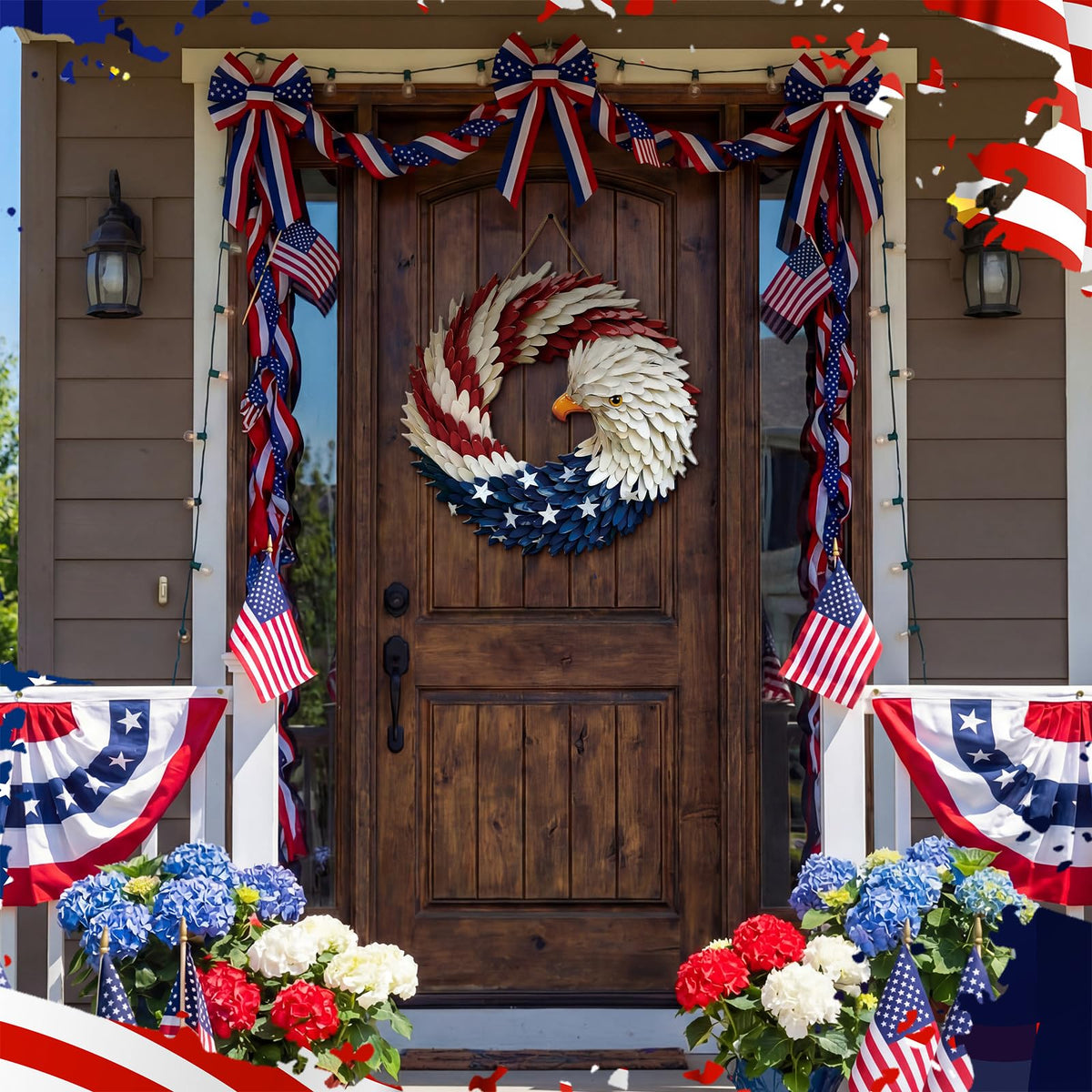 Marsui patriotic wall hanging eagle decor suitable for indoor or outdoor use.