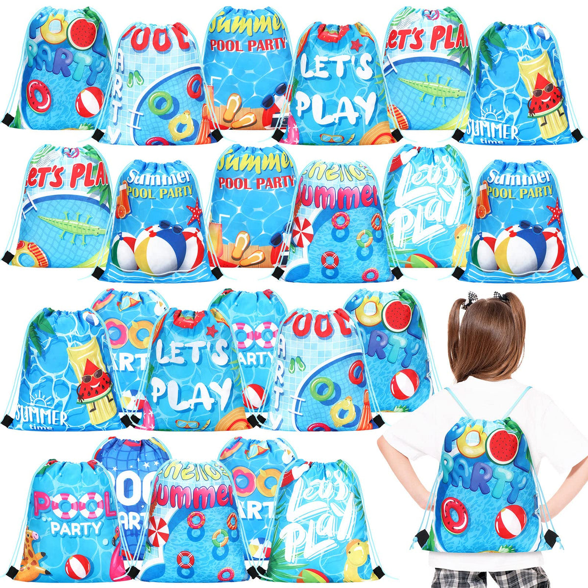 Marsui pool party favor bags 24 pcs ready for beach treats.
