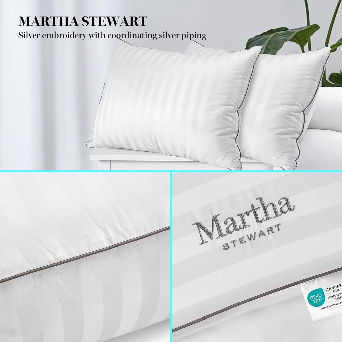Martha Stewart Hotel Collection king-size pillow set ready for upscale bedrooms