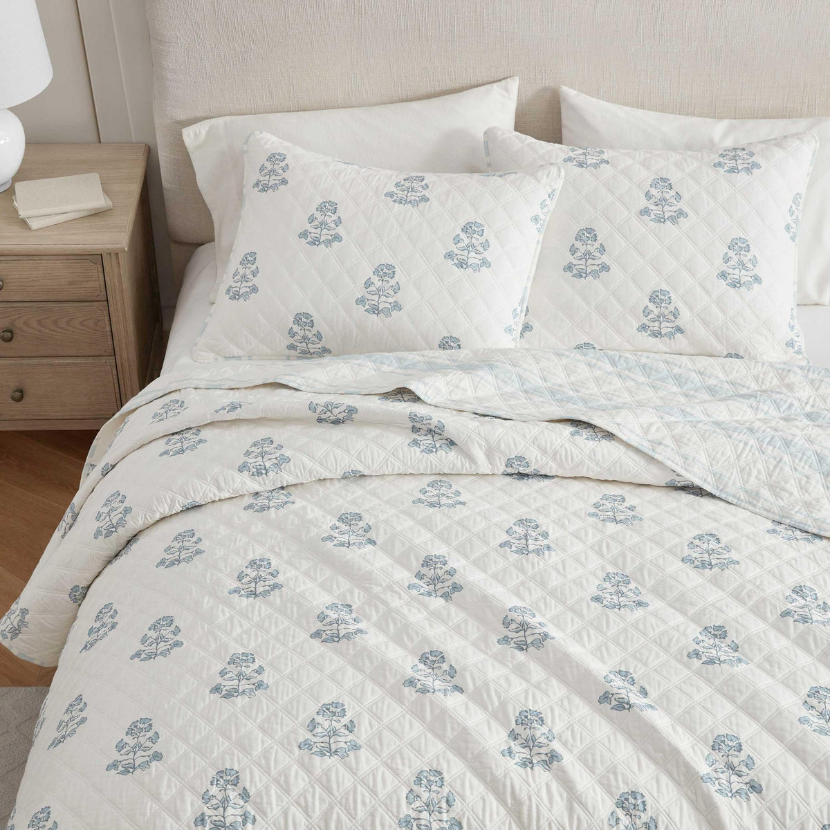 Martha Stewart Queen Quilt Set uses 100 percent cotton for breathable softness