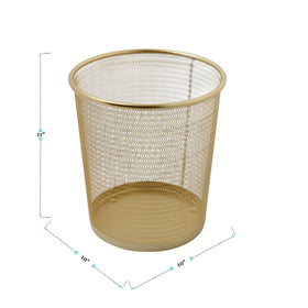 Martha Stewart Ryder gold mesh trash can non-slip feet keep it steady