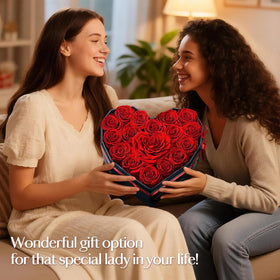 Martine Mall 16 roses plus heart rose glittered, perfect for gifting.