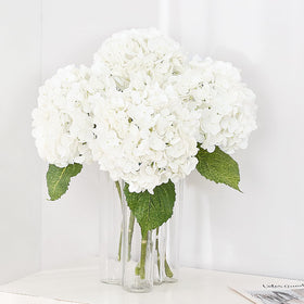 Martine Mall 21in hydrangea bouquet with real-touch white petals for elegant centerpieces.