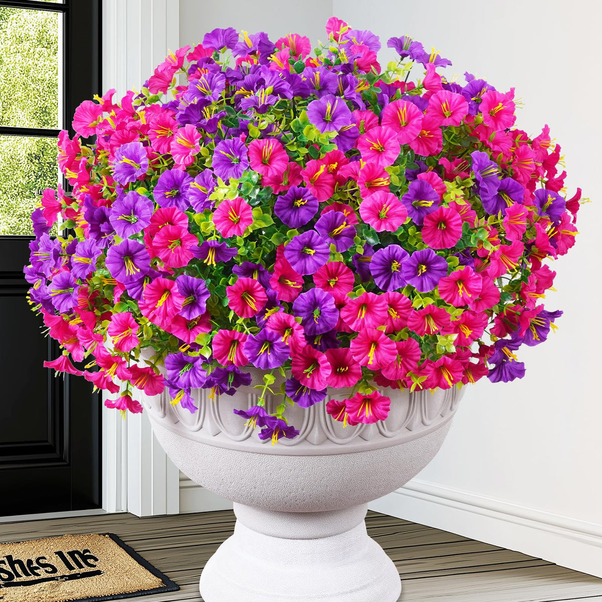 MARTINE MALL 24 bundles outdoor flowers with petunia and eucalyptus for natural-looking garden decor