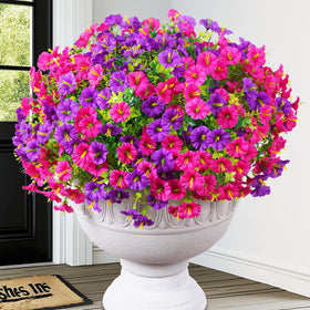 MARTINE MALL 24 bundles outdoor flowers with petunia and eucalyptus for natural-looking garden decor