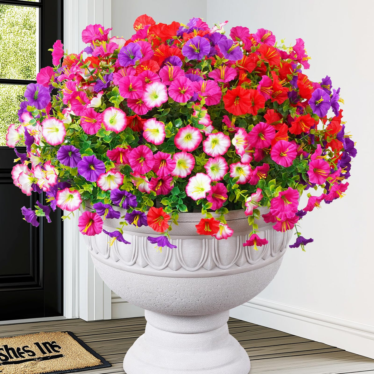 Martine Mall 24-bundle outdoor petunia flowers display natural, vibrant porch color.