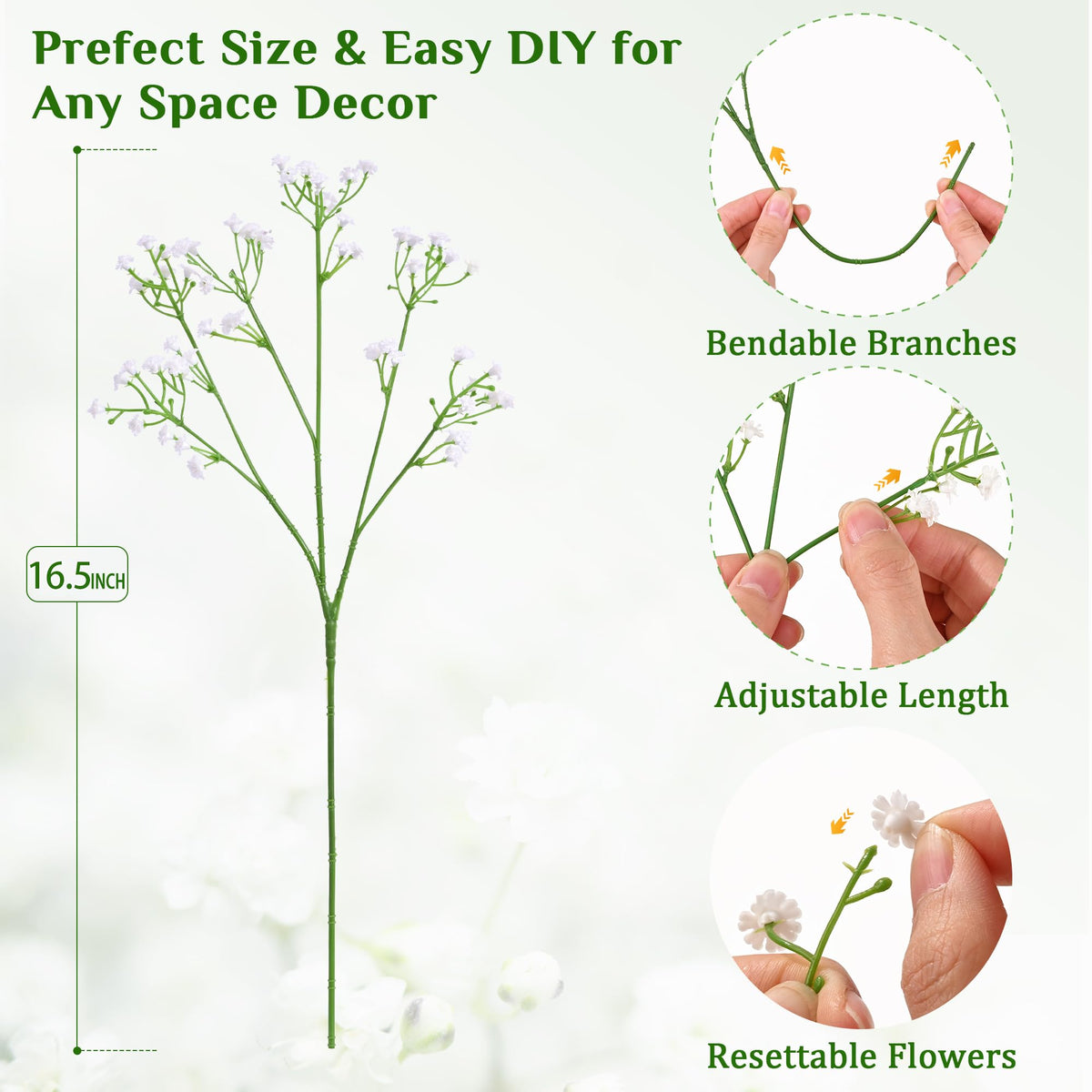 Martine Mall white Baby's Breath centerpieces for wedding decor and arches