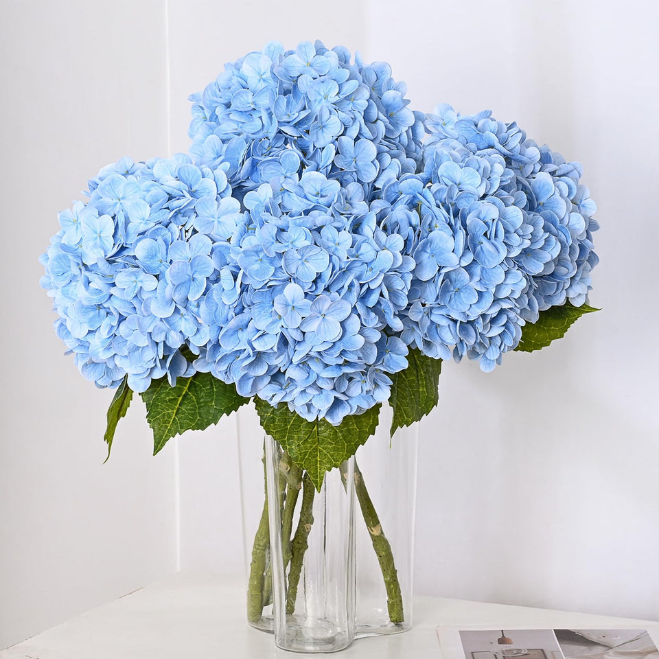 MARTINE MALL blue hydrangea bouquet 21in for elegant home decor.