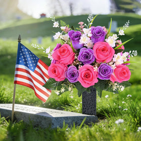Martine Mall cemetery decor measures 26 by 14 inches for standard vases.