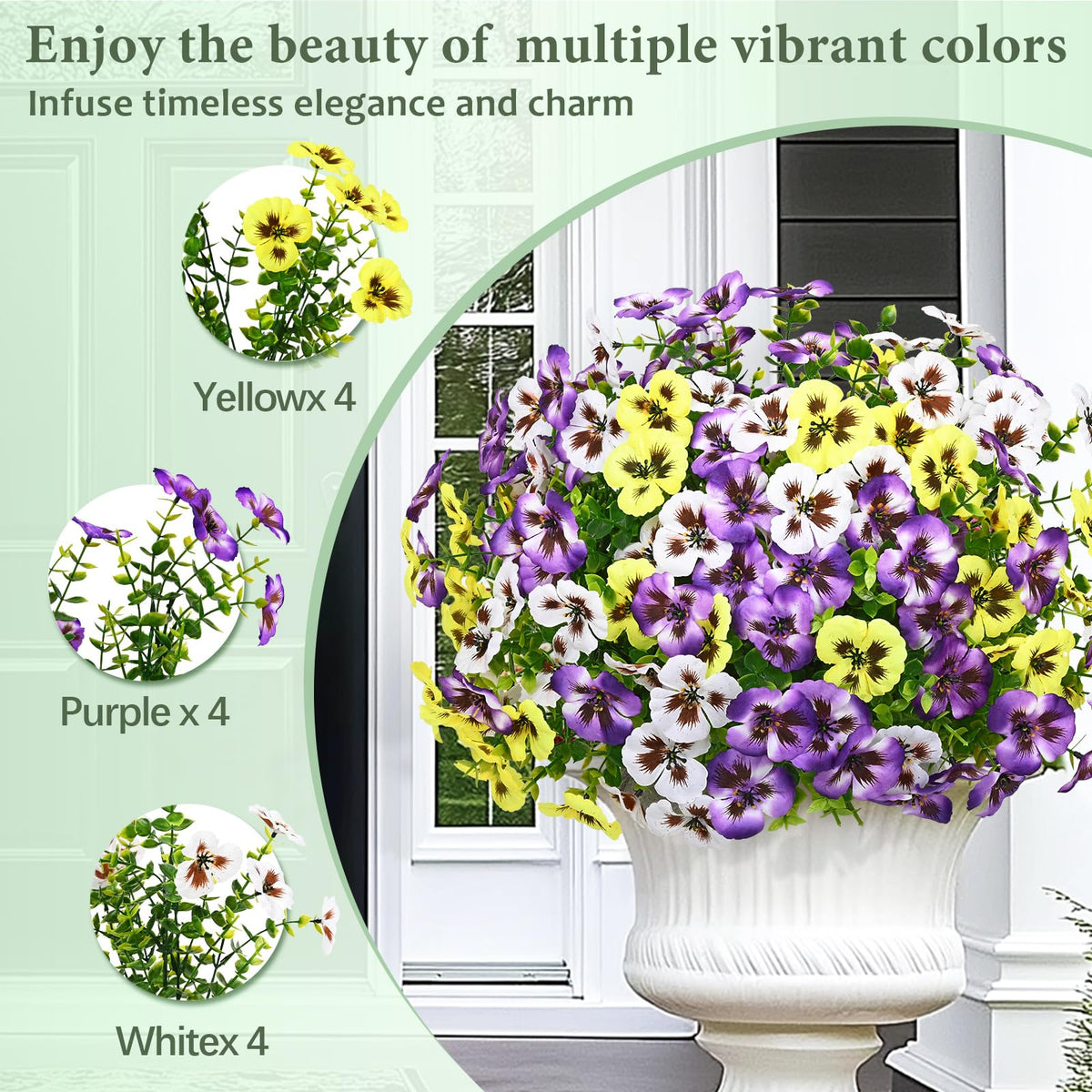 Martine Mall versatile faux flowers for planters and porches.