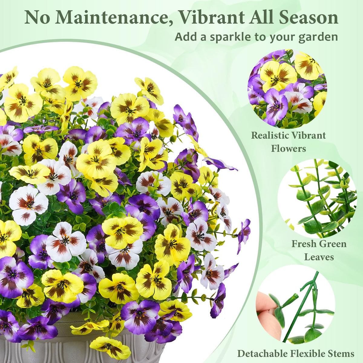 Martine Mall fade-proof artificial flowers for year-round porch display.