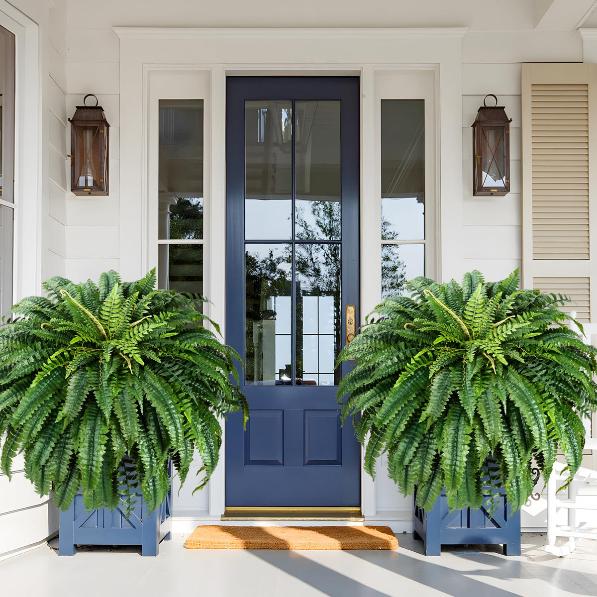 MARTINE MALL 48-inch faux fern with 88 leaves, bold in a pot, low maintenance.
