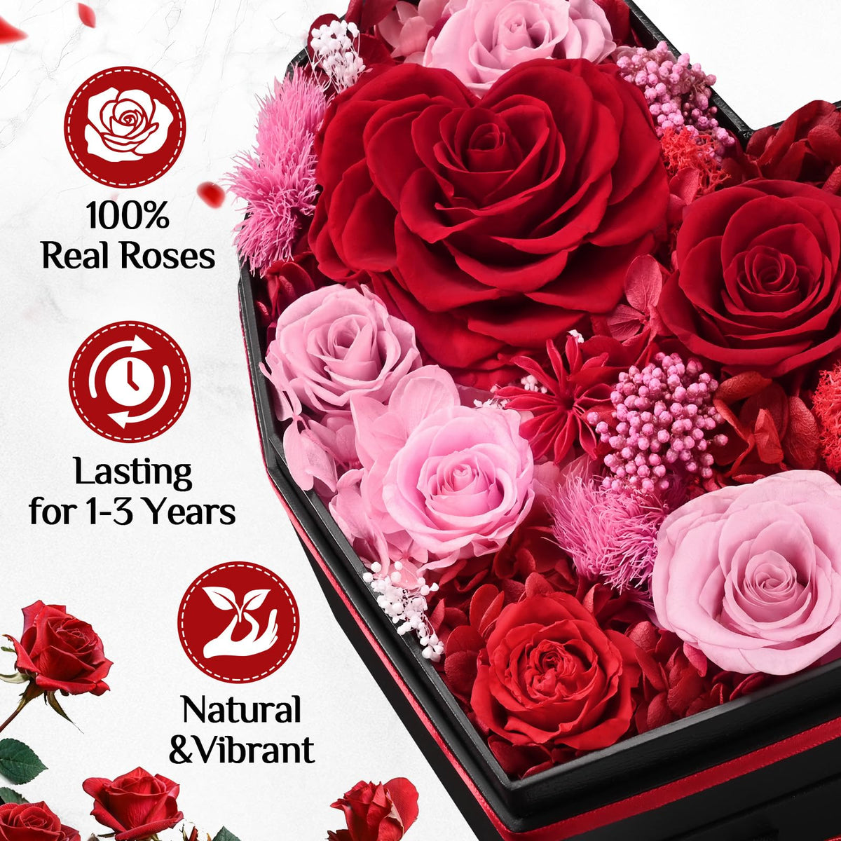 Martine Mall Forever Flowers gift presentation ideal for celebrations.