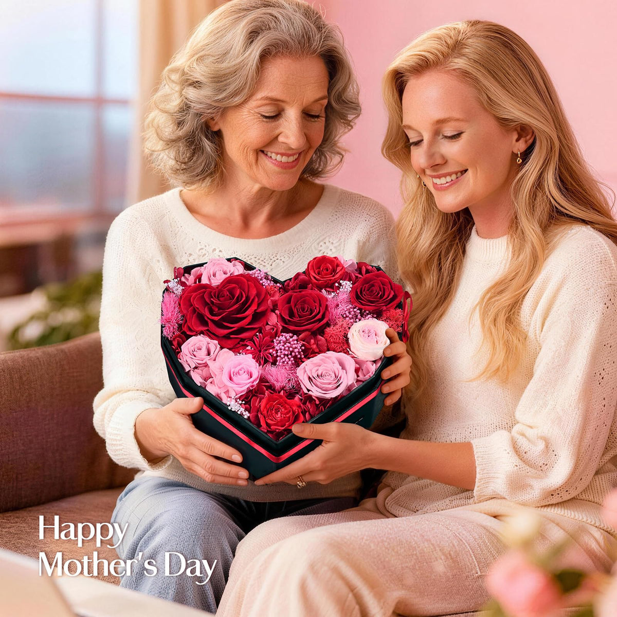 Martine Mall Forever Flowers with Necklace inside the box, a refined, lasting gift.