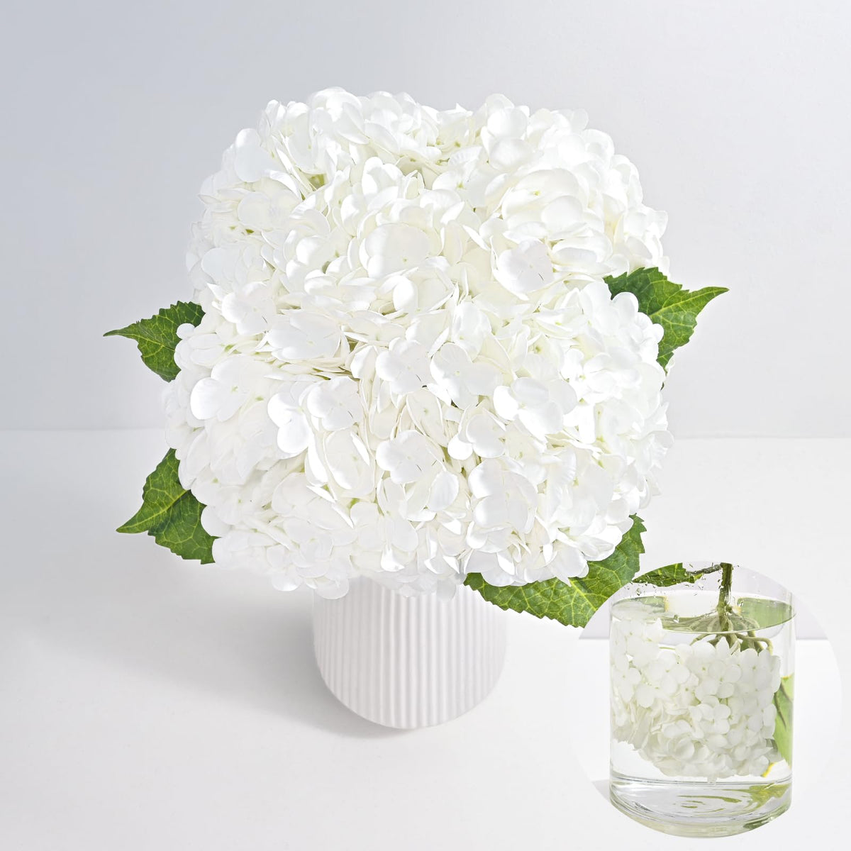MARTINE MALL hydrangea 21in bouquet close-up shows lifelike texture for home decor