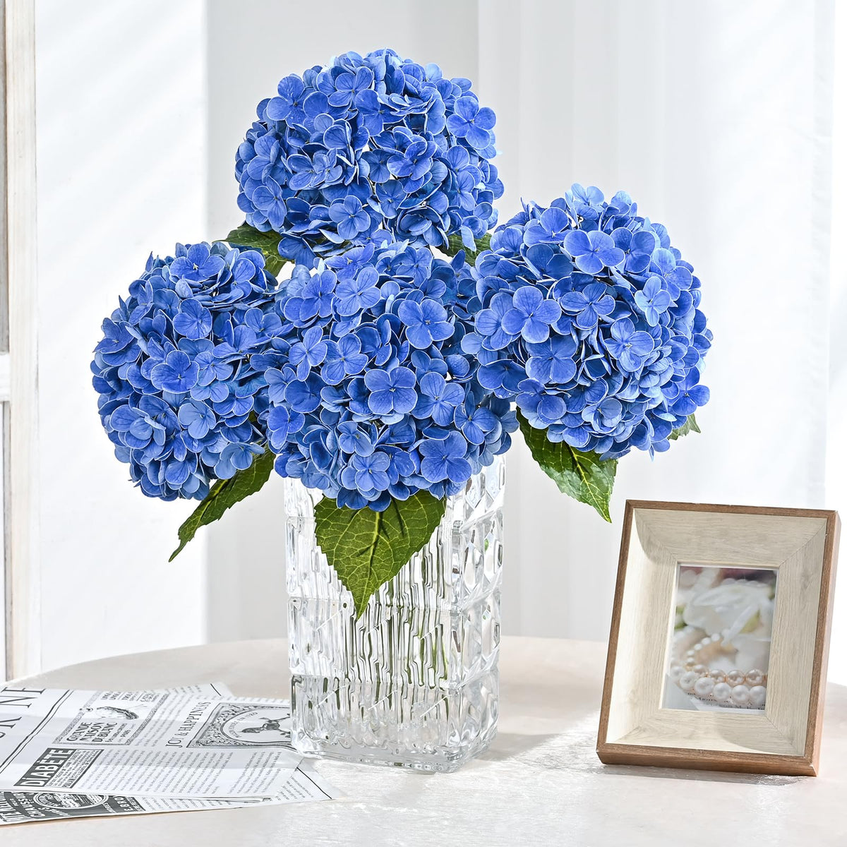 Close-up of real-touch hydrangea petals by Martine Mall.
