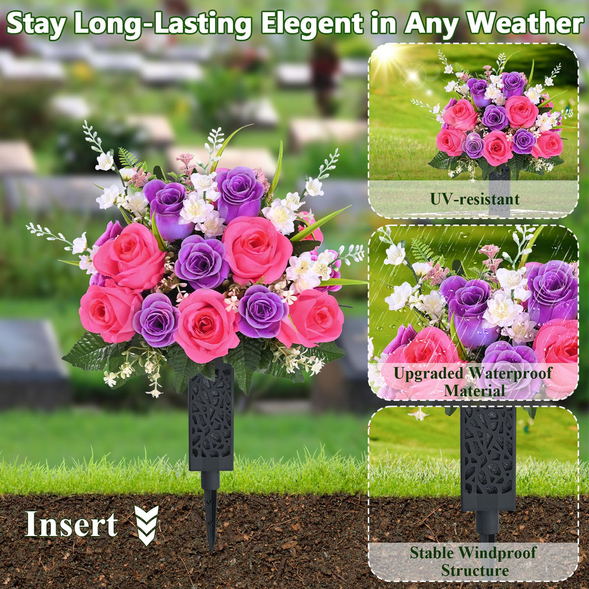 Martine Mall memorial day flowers – two-bouquet set for dignified remembrance.