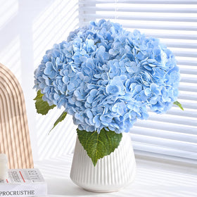 Martine Mall office accent hydrangea softens workspace ambiance.