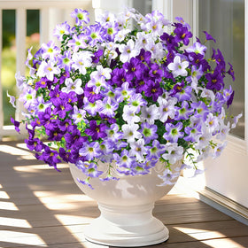 MARTINE MALL outdoor artificial petunia close-up highlights realistic petals for balcony decor.