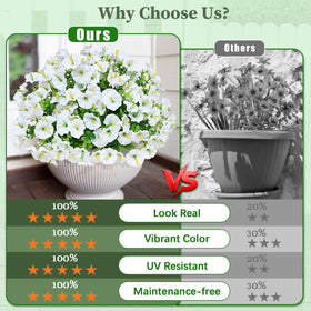 Martine Mall outdoor petunia with eucalyptus, realistic texture in white.