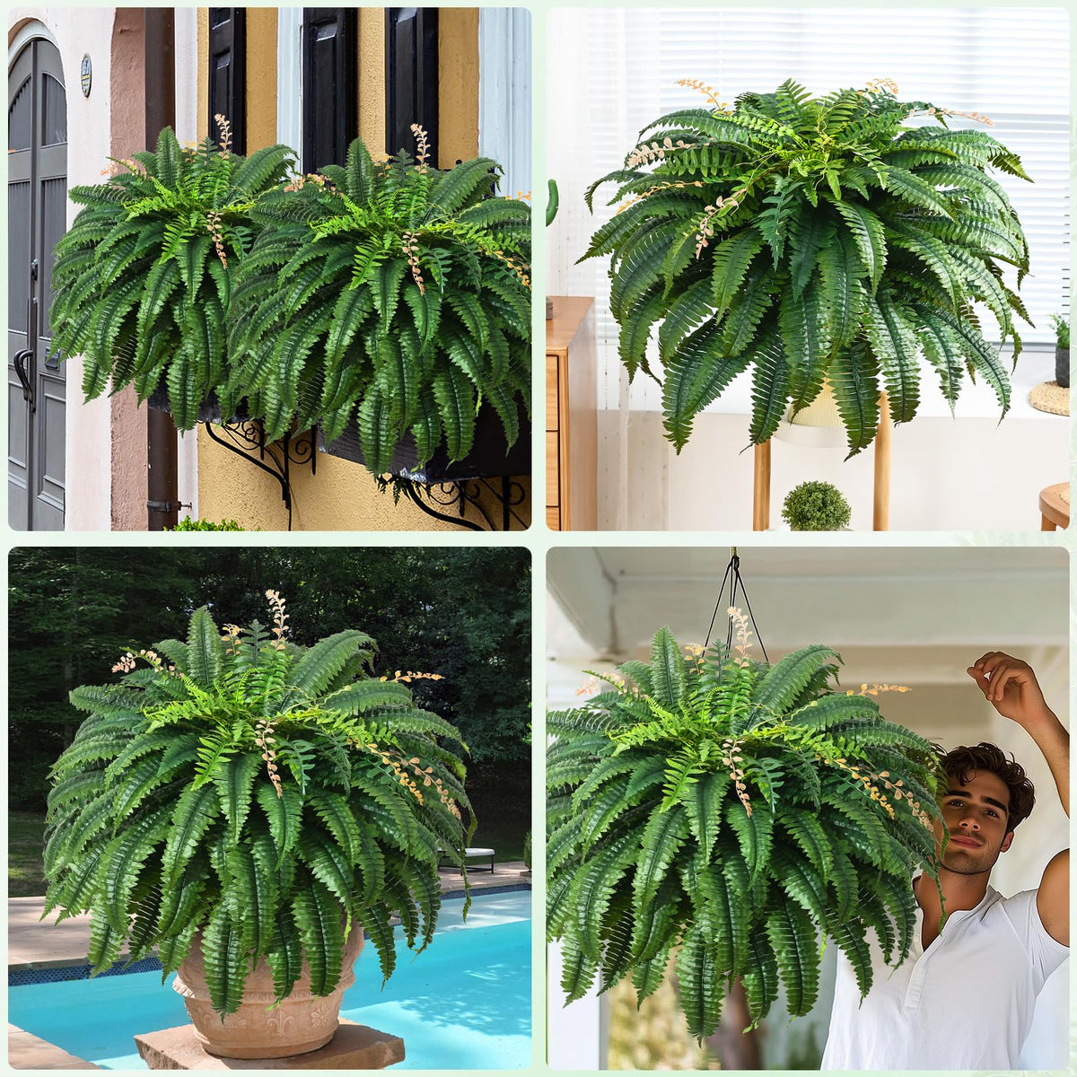 Martine Mall outdoor porch and patio fern adds instant greenery.