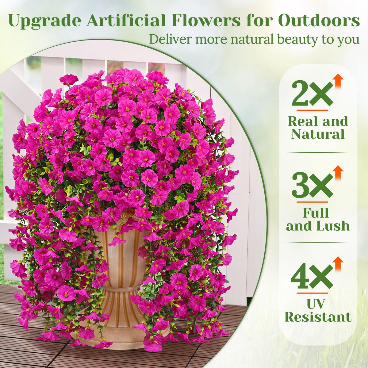 MARTINE MALL Petunia fuchsia artificial flowers for porch add year-round color
