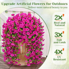 MARTINE MALL Petunia fuchsia artificial flowers for porch add year-round color
