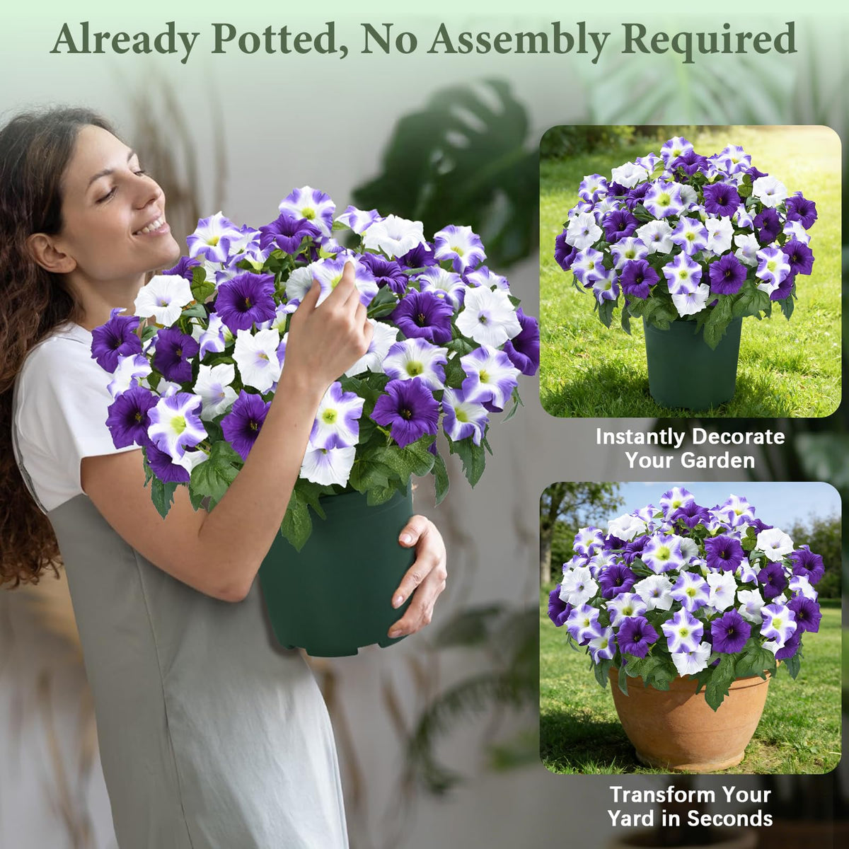 Martine Mall potted outdoor flowers with no-assembly design ready to place.