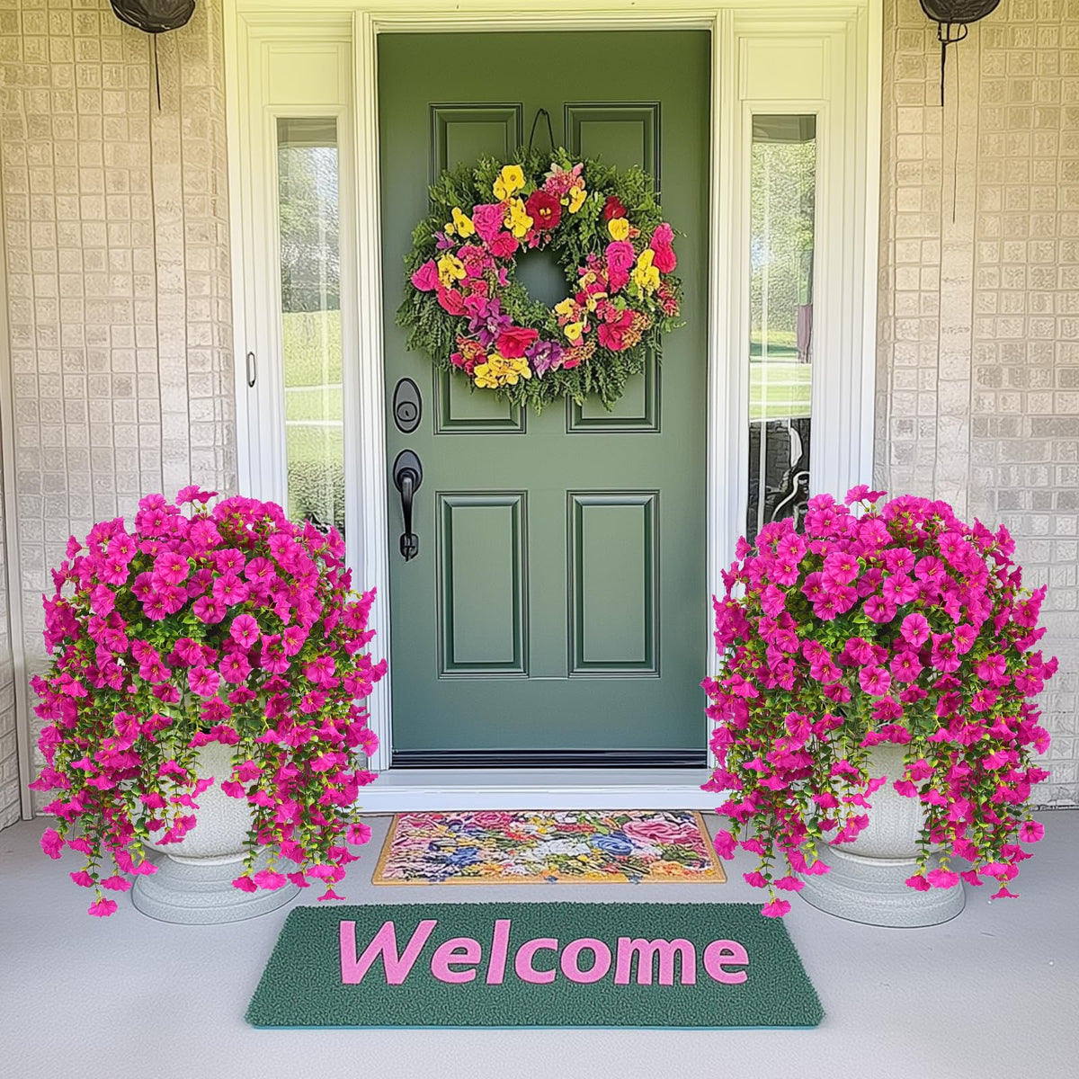 MARTINE MALL Realistic hanging flowers for outdoors offer maintenance-free porch decor