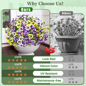 Martine Mall realistic outdoor faux flowers with eucalyptus texture.