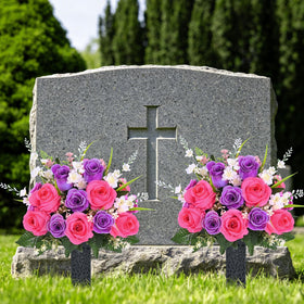 Martine Mall silk rose cemetery flowers – durable, low-maintenance tribute.