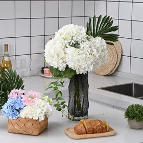 Martine Mall timeless white hydrangea for centerpieces and mantels.