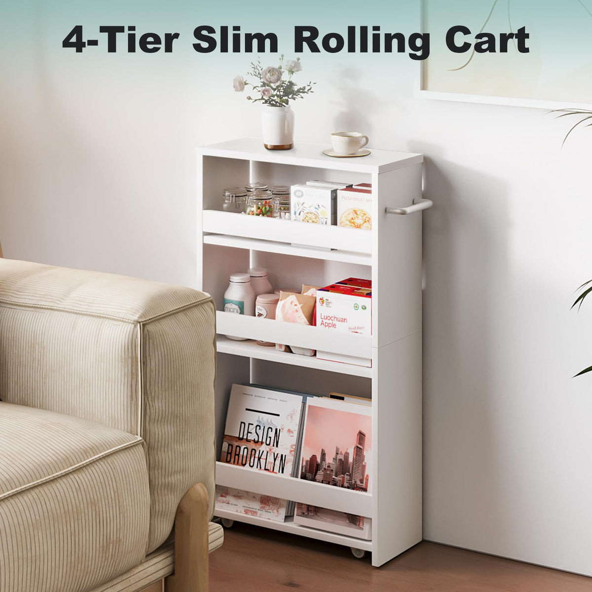 MARTY cart in laundry keeps supplies neatly separated and accessible.