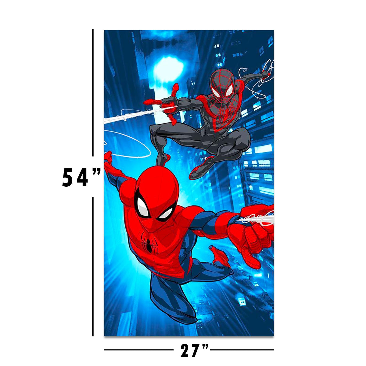 Marvel Spiderman pool-ready setup shown with towel and bag for travel.