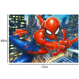 Marvel Spiderman rug with detailed artwork, ideal for playtime and reading.