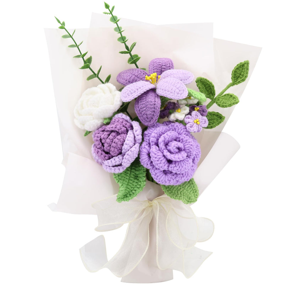 Marvogo crochet sunflowers bouquet in purple for timeless decor and long-lasting gifting.