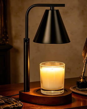 Marycele black candle warmer lamp base delivers flame-free glow for a safe, cozy ambience.