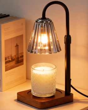 Marycele Black Candle Warmer Lamp front view with adjustable height for versatile fragrance diffusion
