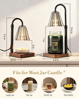 Marycele warmer lamp with clear glass shade for even heat distribution.