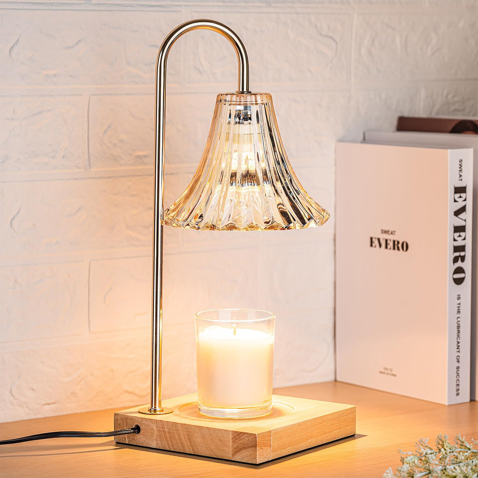 Marycele candle warmer lamp with flower shade for safe flameless fragrance