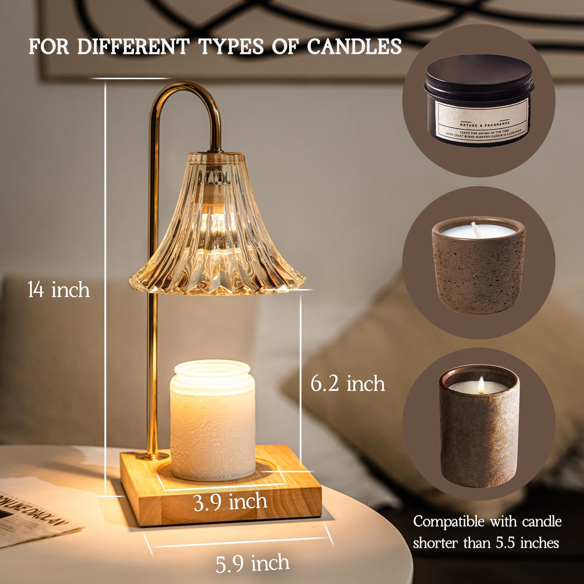 Marycele warmer showcases glass flower shade enhancing room ambiance