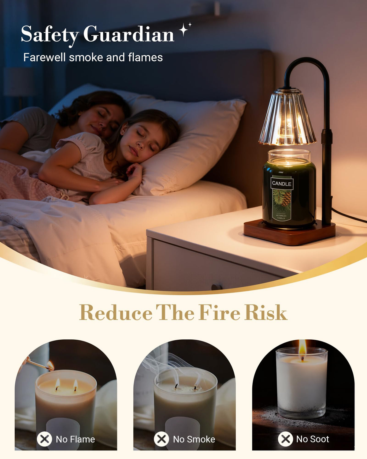 Marycele Candle Warmer Lamp shows timer and dimmer for personalized scent intensity