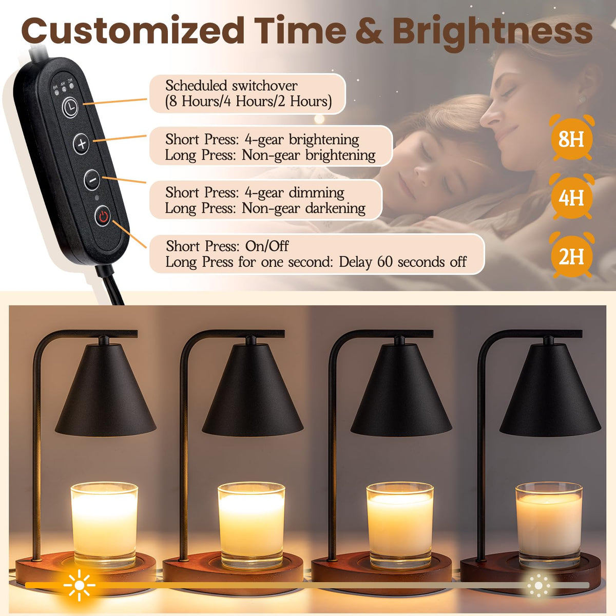 Marycele timer program 2-4-8 hours for flexible candle sessions.