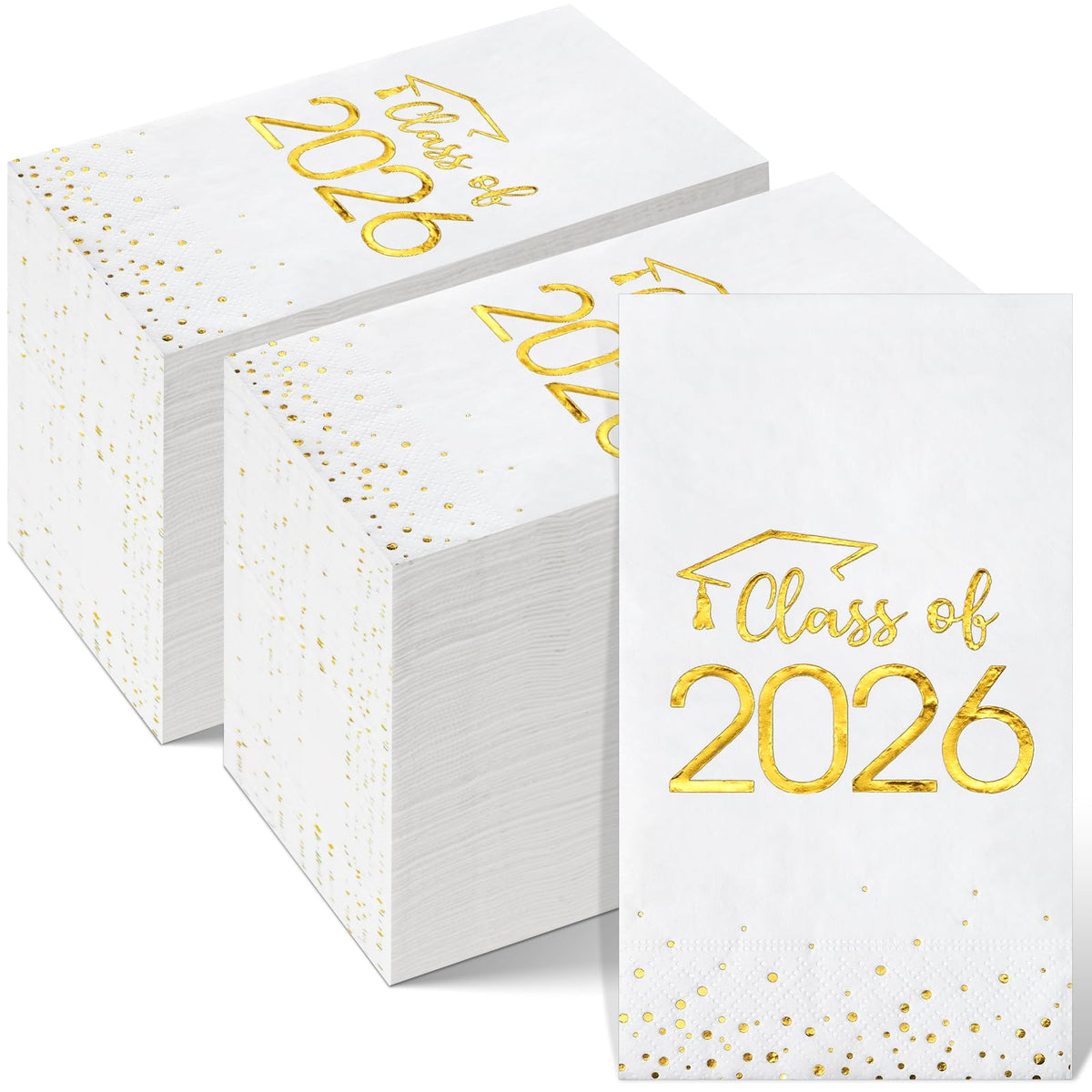 MASHAN class-of-2026 napkins with gold foil dots for an elegant graduation table