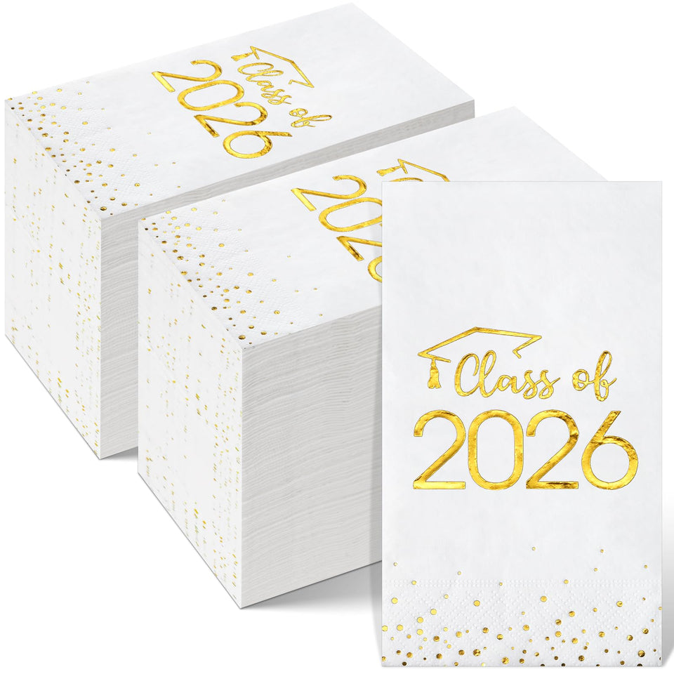 MASHAN class-of-2026 napkins with gold foil dots for an elegant graduation table